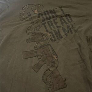Men's Olive Green Graphic Short Sleeve Tee - Don't Tread On Me